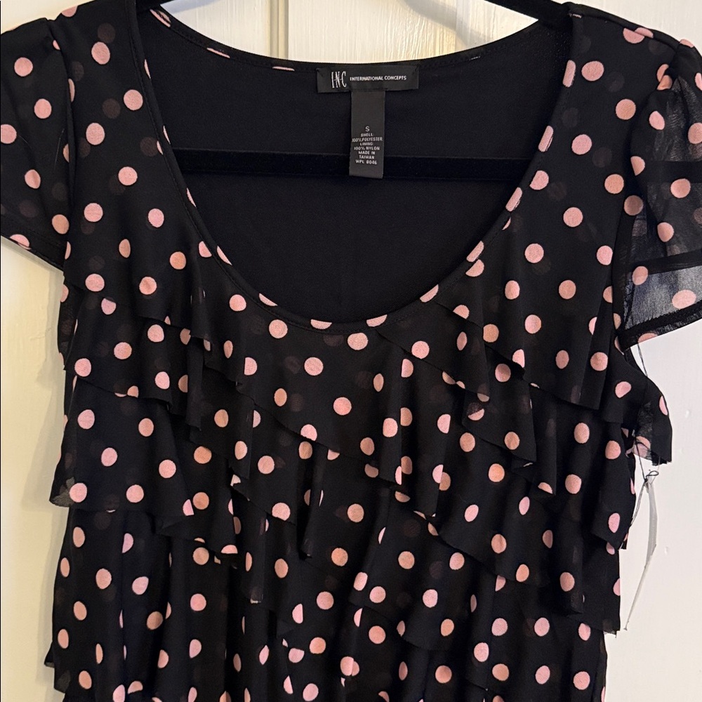 NWT INC polka dot ruffle dress - Picture 2 of 3